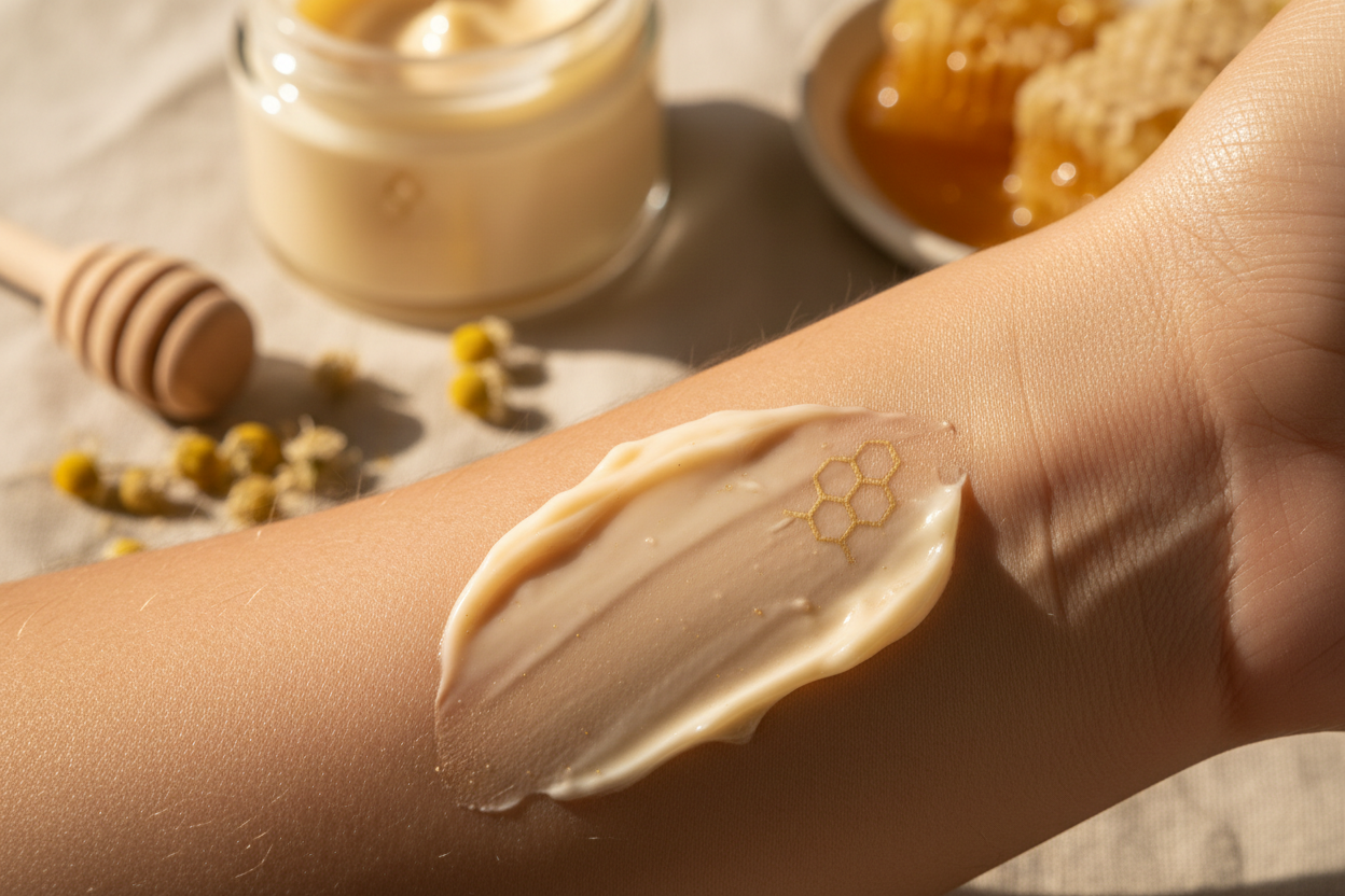 Body cream on skin
